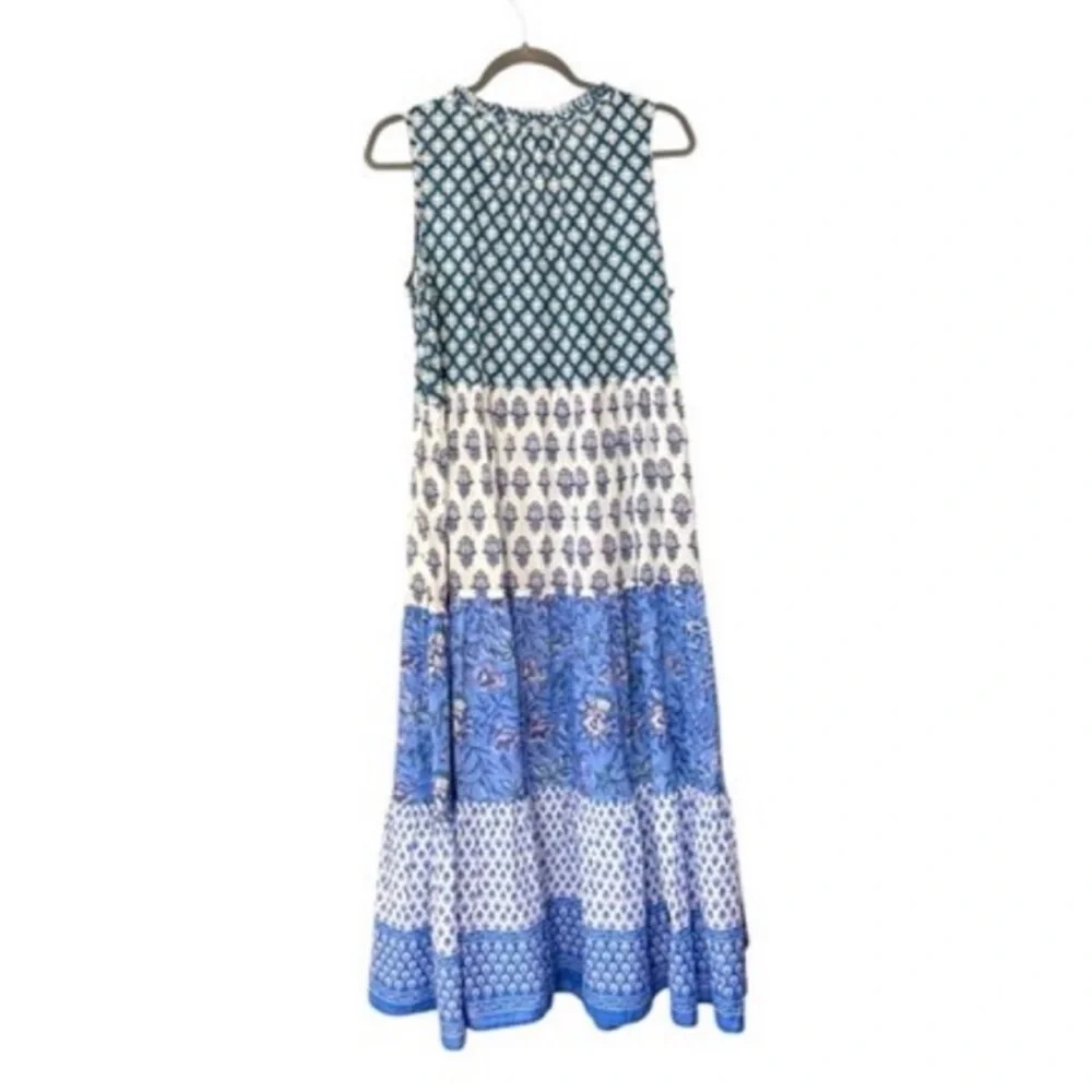 Tuckernuck Salty Paloma Blue and White Patterned Midi Dress - Picture 3 of 7